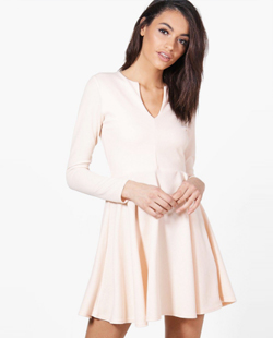 1 Boohoo Rebecca Long Sleeve Skater Dress
