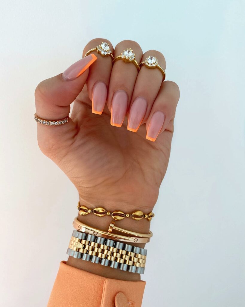 20 Latest Thin French Tip Nail Designs To Try In 2024! 25 Thin Orange French Coffin Nails