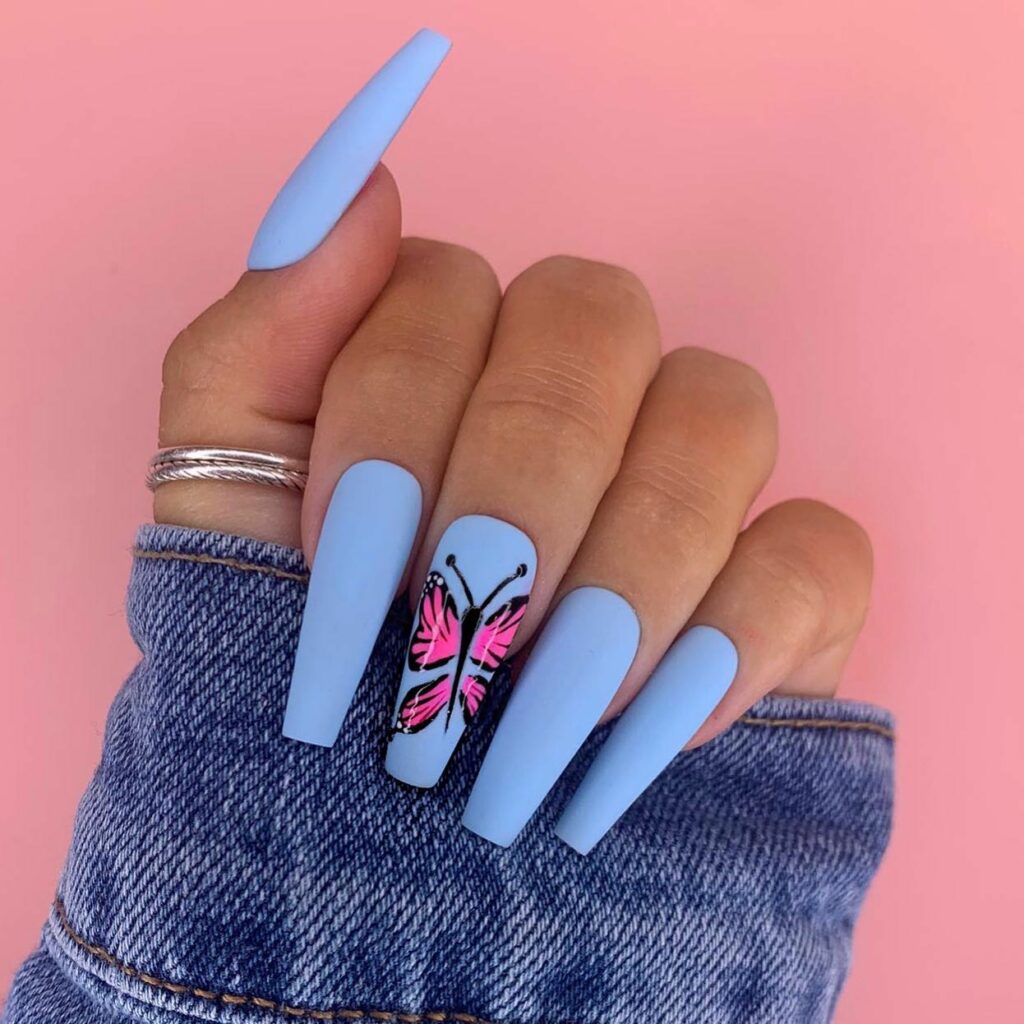 21 Latest Matte Blue Nail Ideas For 2024! 15
