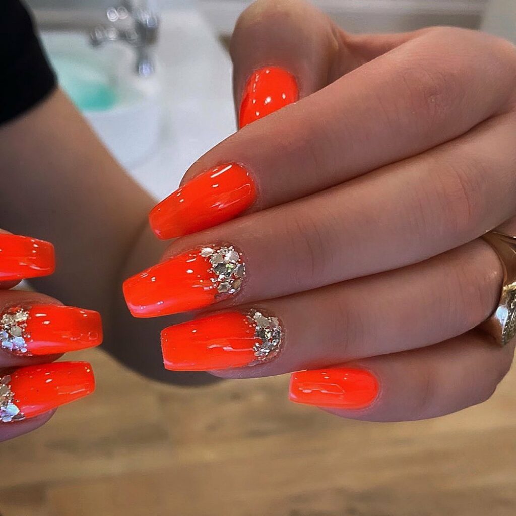 33 Latest Orange Acrylic Nail Ideas To Try in 2024! 30 Trendy Nail Design With Rhinestones