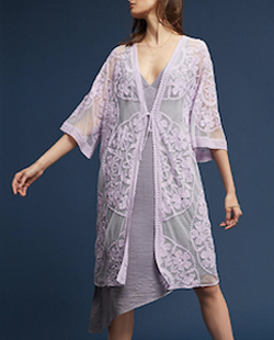 11 Lilac Purple Kimono Embroidered