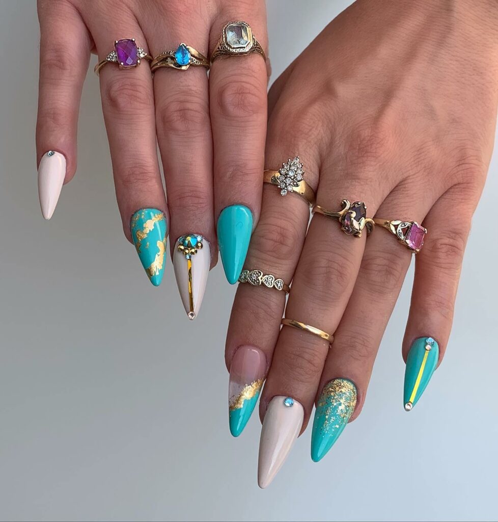 Dive into 60 Turquoise Nail Designs of 2024 30 Heavenly Stilettos