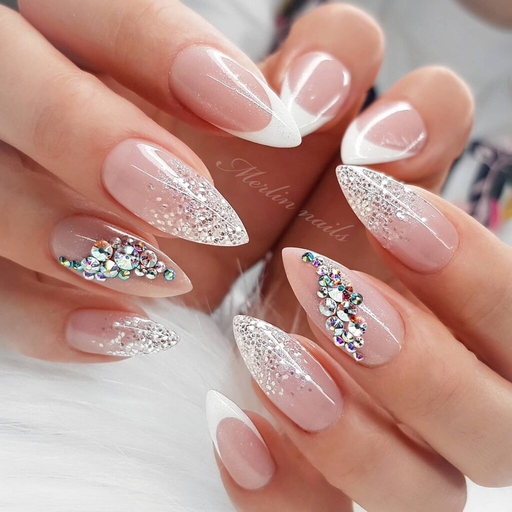 Embrace Glamour with 30 Ombre Nails With Glitter for 2024 38 Nude Glitter Tips