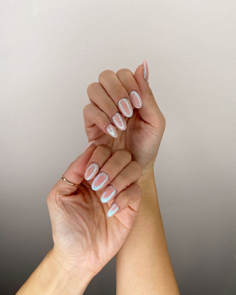17 Latest Fairy Nail Designs To Try In 2024! 17 Chrome Fairy Nails With Glitter