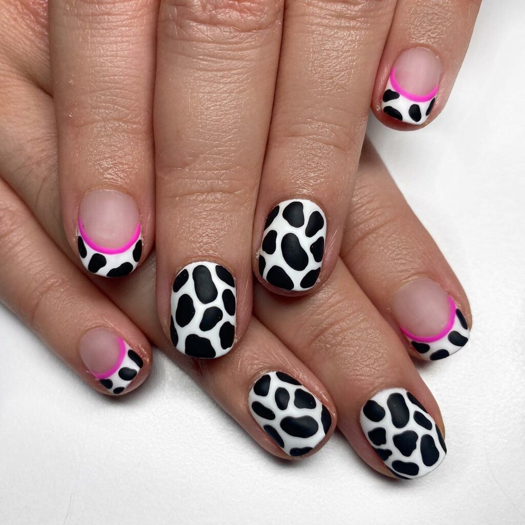 Indulge in 35 Black And Pink Nail Designs To Try in 2024 18 Cow Nails