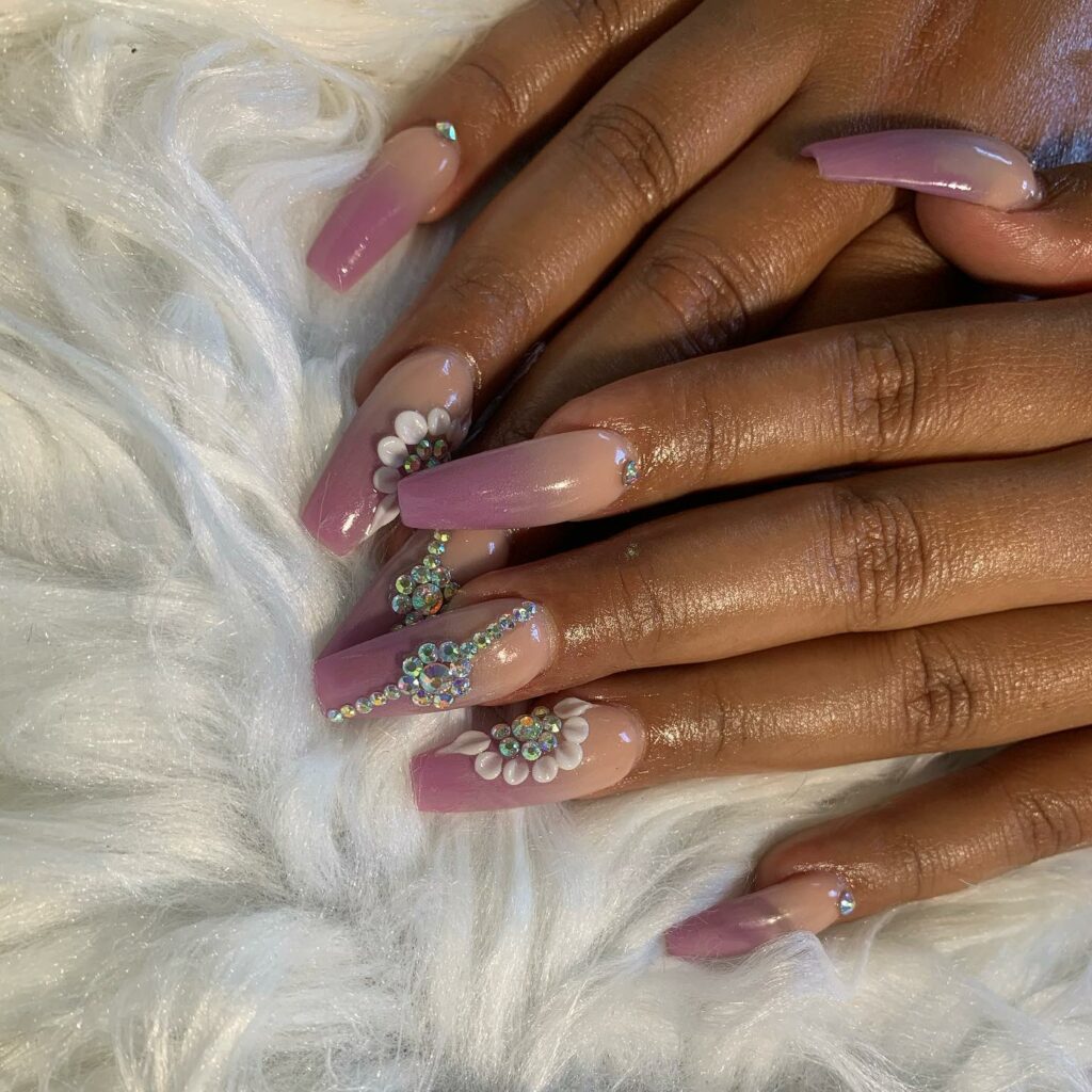 Discover 35 Purple Ombre Nail Designs To Try in 2024 31 Purple Ombré With Rhinestones