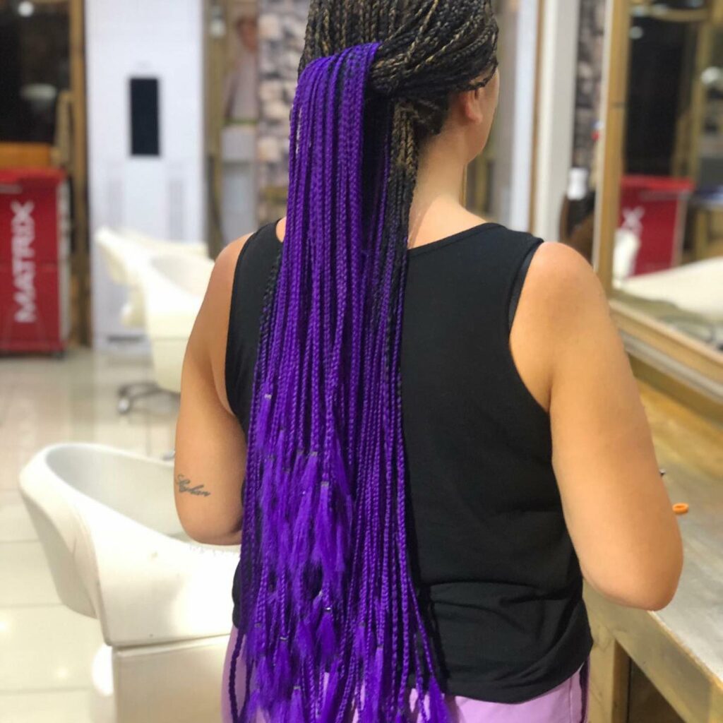 40 Purple Highlight Hair Ideas to Try in 2024 47 Purple Boxed Braids