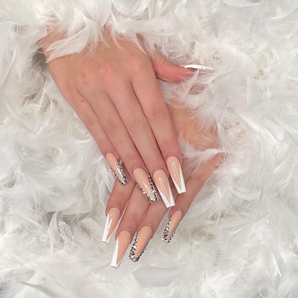 Try 50 Coffin French Tip Nail Designs in 2024 32 A Rhinestone Affair