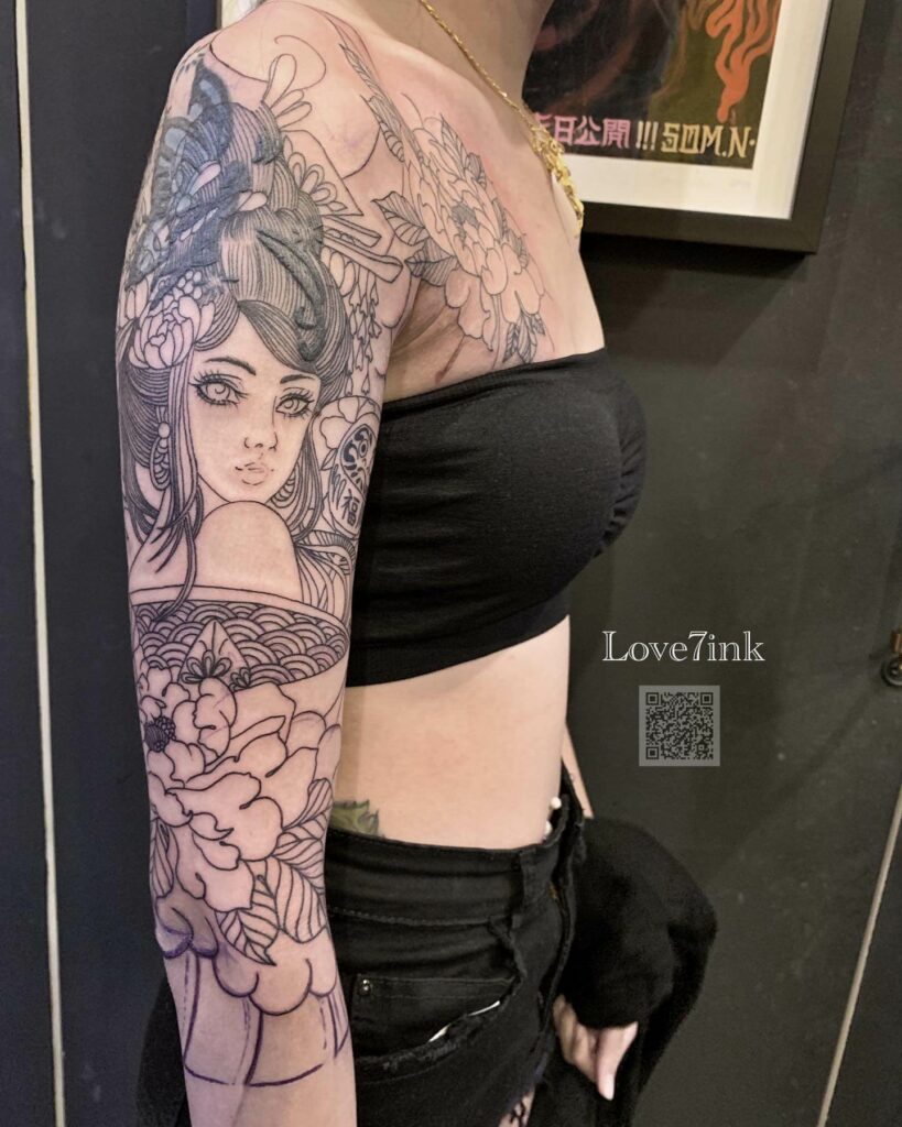 11+ Geisha Tattoo Sketch Ideas You’ll Have To See To Believe! 14 Beautiful Japanese Geisha Tattoo Sketch On Arm