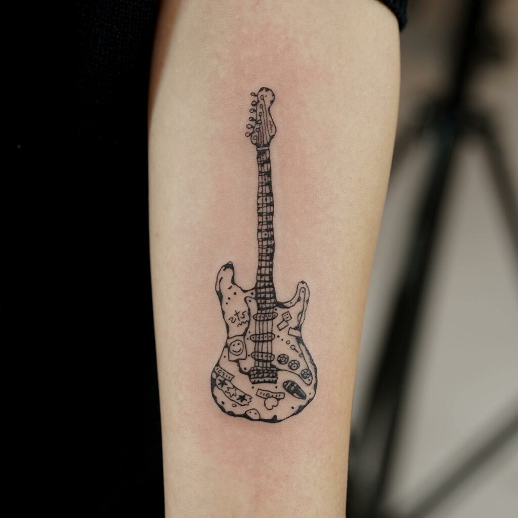 11+ Simple Guitar Tattoo Designs That Will Blow Your Mind! 19 Minimalist Simple Guitar Tattoo
