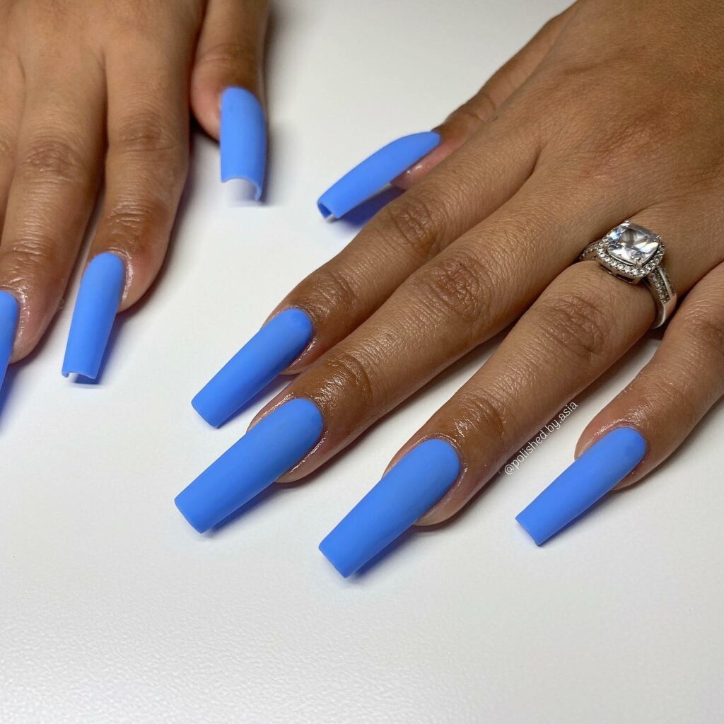 21 Latest Matte Blue Nail Ideas For 2024! 19