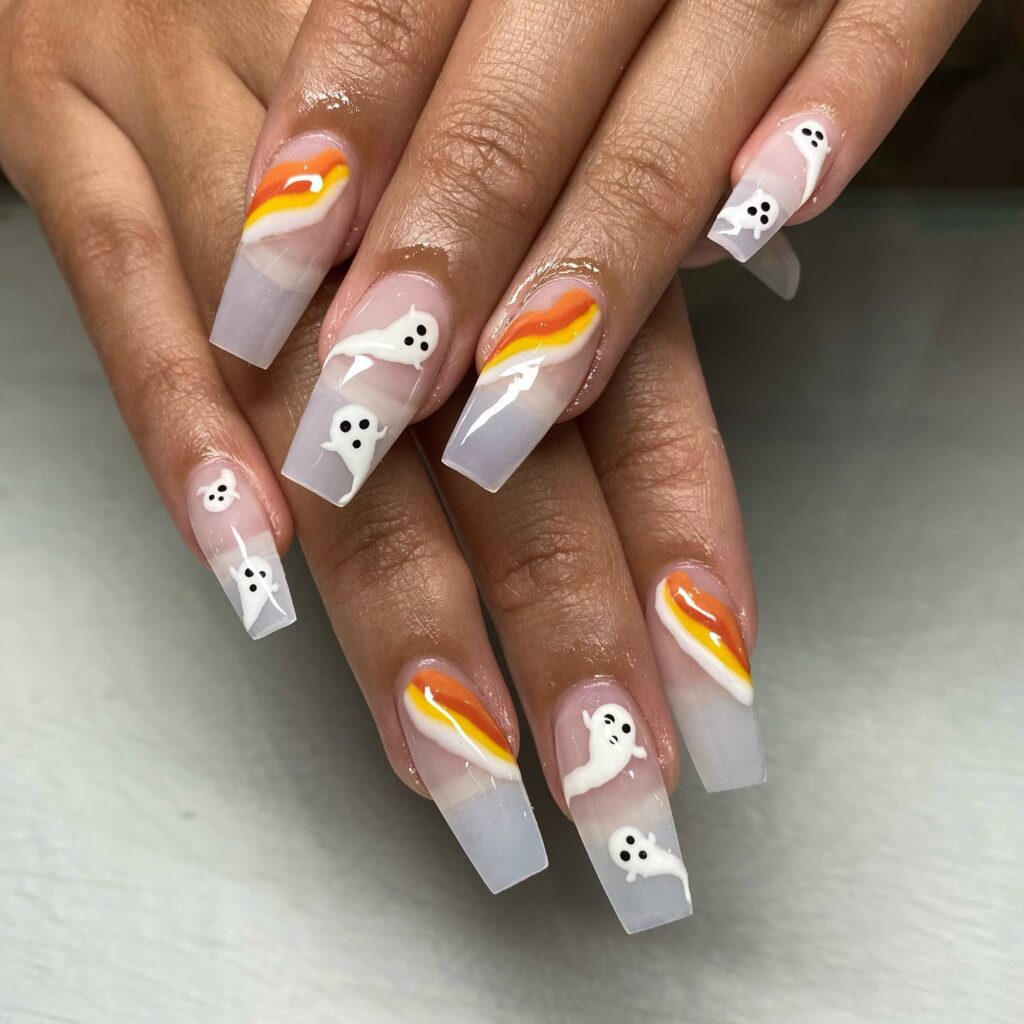 20 Latest Candy Corn Nail Design To Try In 2024! 26 Candy Corn Nails With Spooky Ghost Design