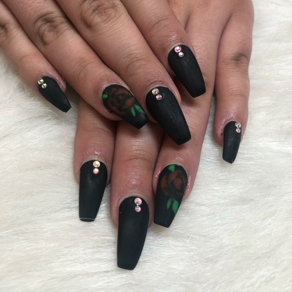 35 Latest Black Matte Nail Designs To Try In 2024! 41 Dainty Flowers