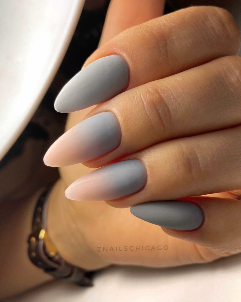 Embrace Neutrals with 35 Grey Nail Designs for 2024 10 Matte Grey Ombre