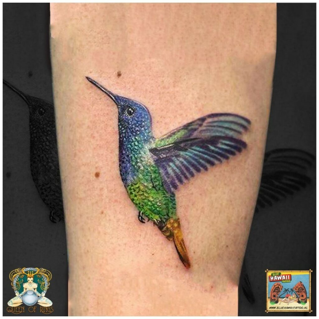 Beautiful Bird Tattoos For Women 13 Blue Hummingbird