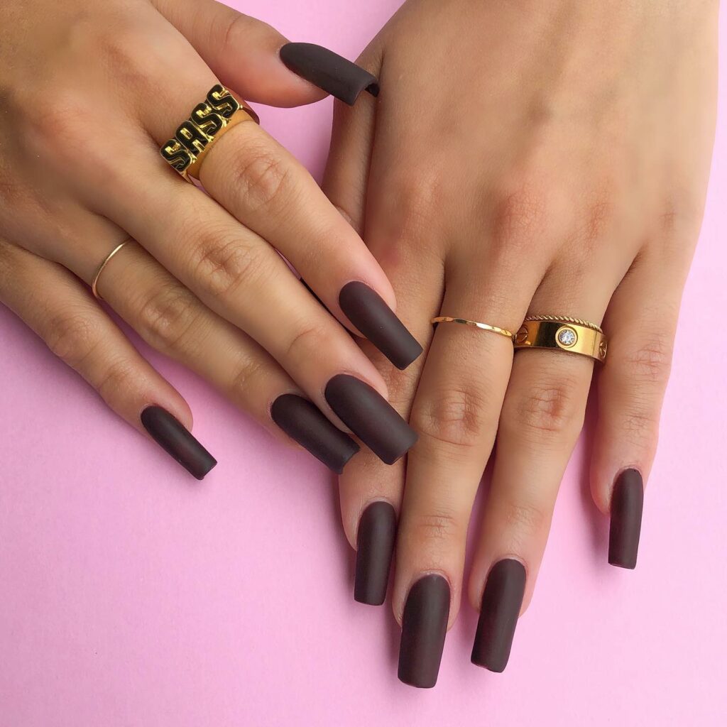 44 Latest Matte Brown Nail Ideas To Try In 2024! 21 Matte Brown Square Nails