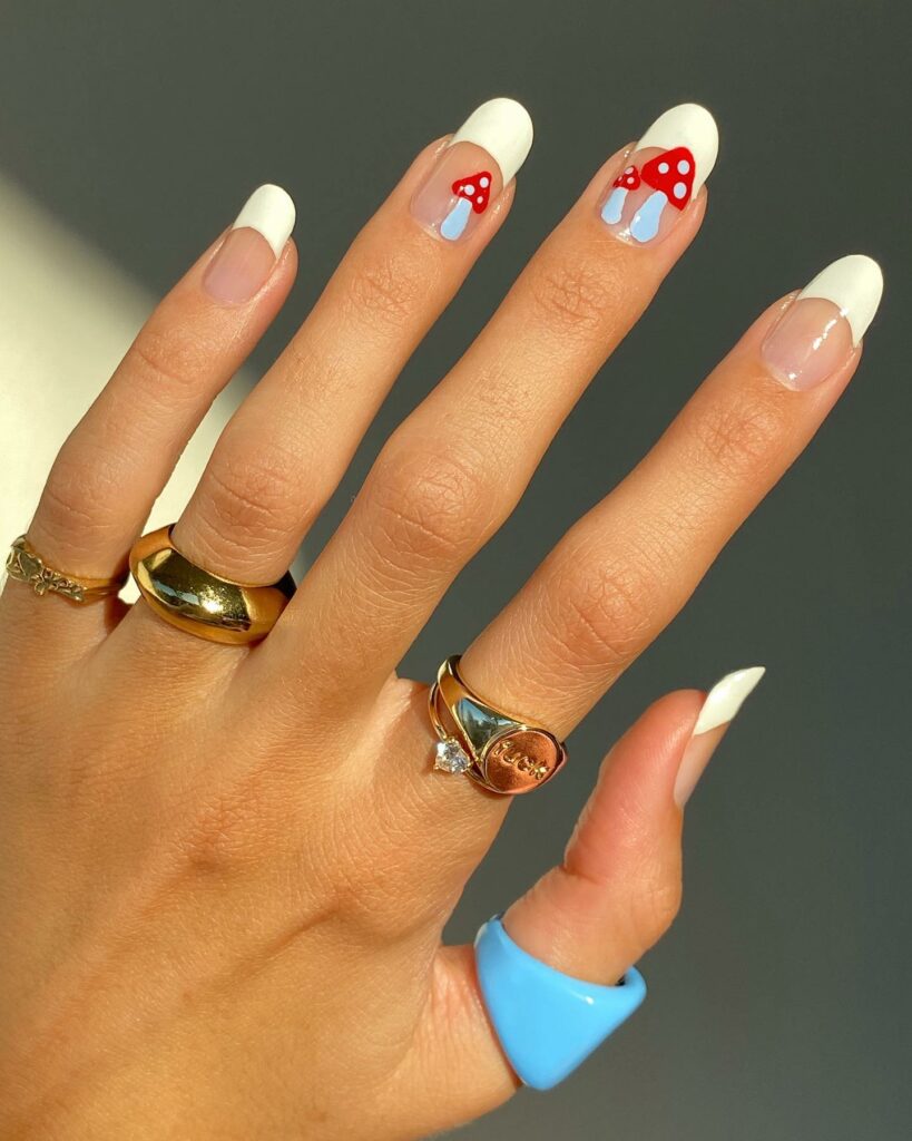 20 Latest Mushroom Nail Designs To Try In 2024! 19 Mushroom Nails With French Tips