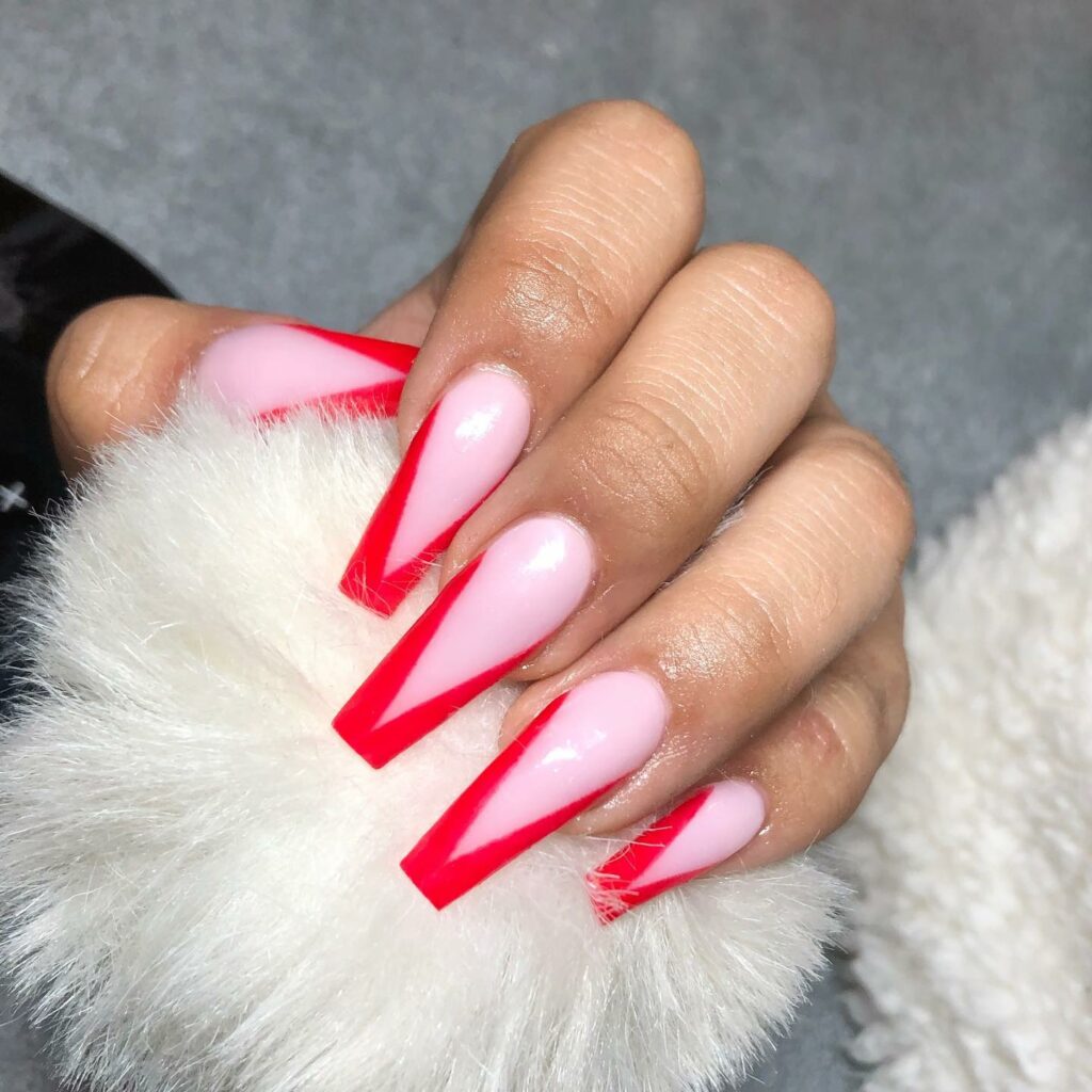 Go Bold with 40 Red Coffin Nail Designs in 2024 20 V Tips French Red Coffin Nail