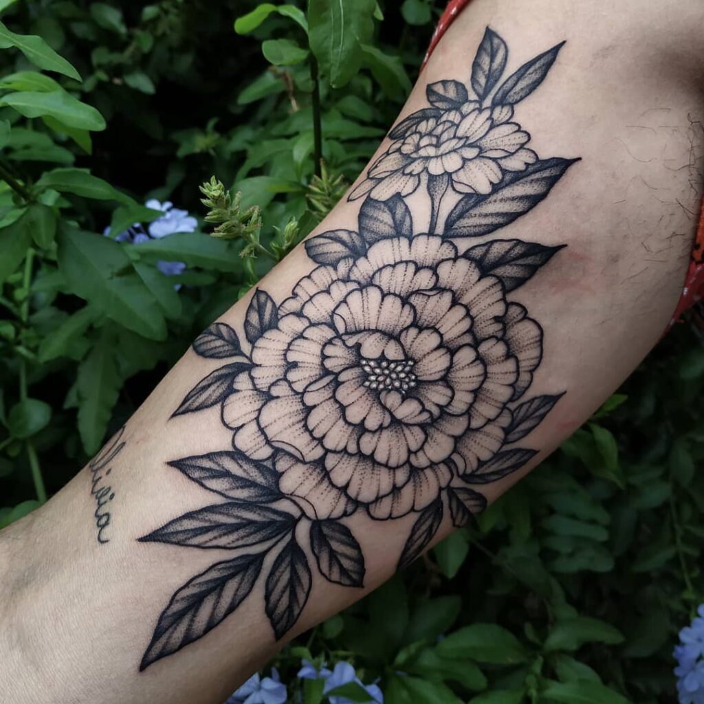 AMAZING MARIGOLD TATTOO DESIGNS & MEANINGS TO INSPIRE YOU IN 2024 20 Carnation and Marigold Tattoo