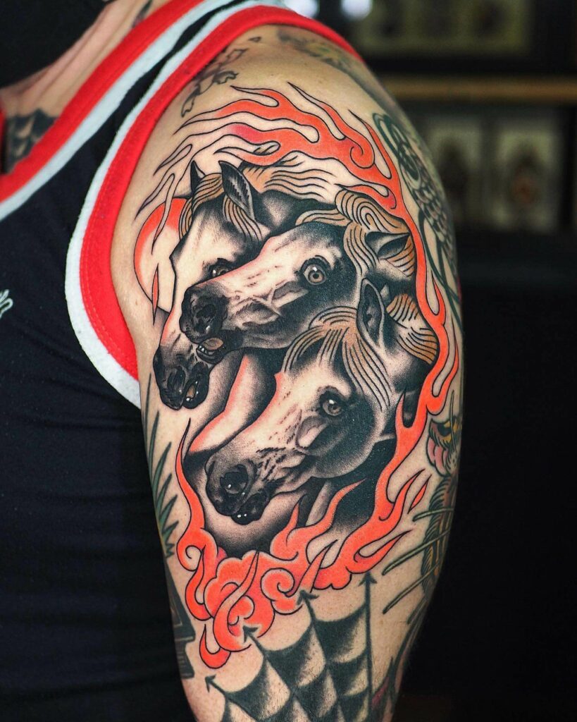 11+ Pharaoh's Horses Tattoo Ideas That Will Blow Your Mind! 13 Fiery Traditional Horse Tattoo