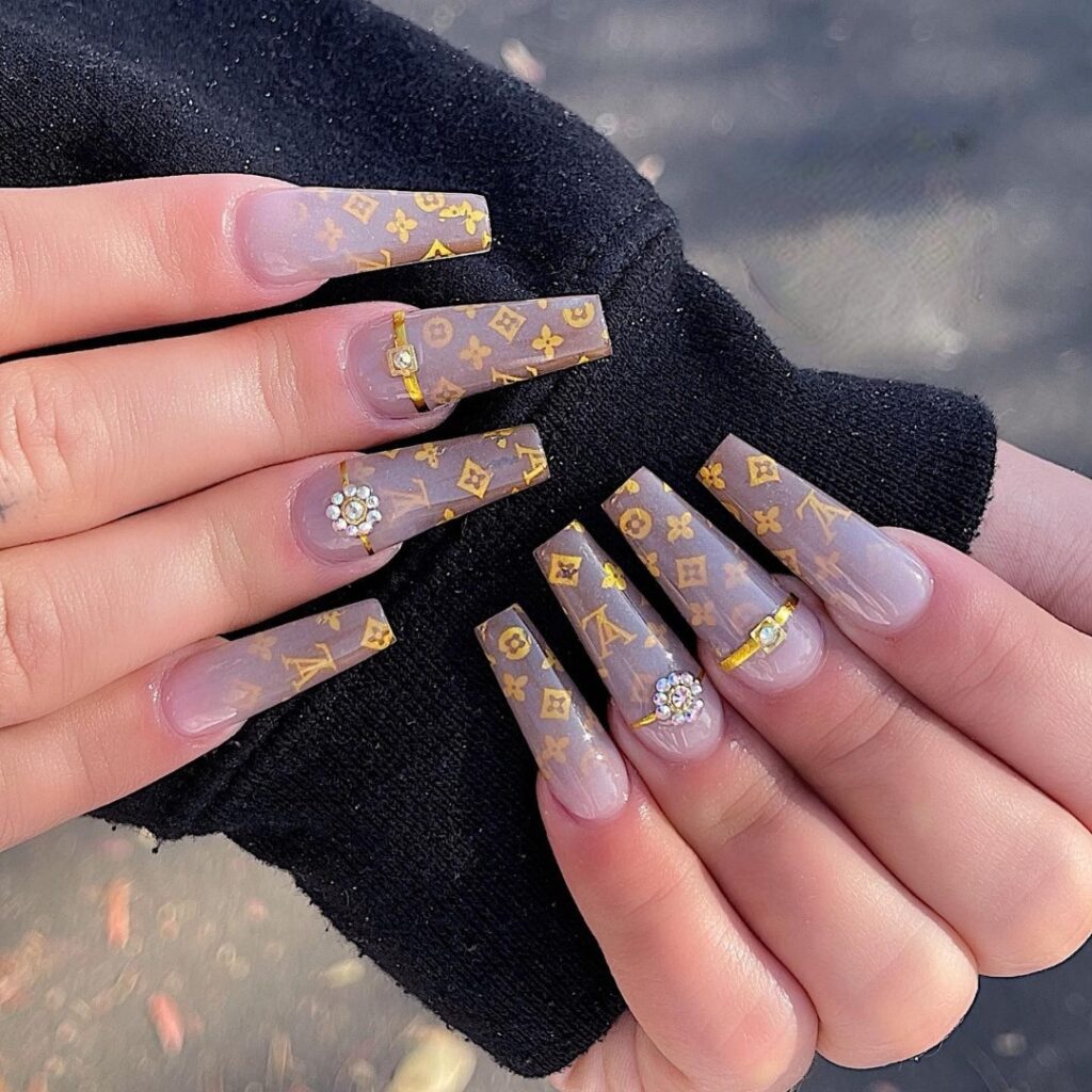 Embrace Neutrals with 35 Grey Nail Designs for 2024 21 Logomania Meets Grey