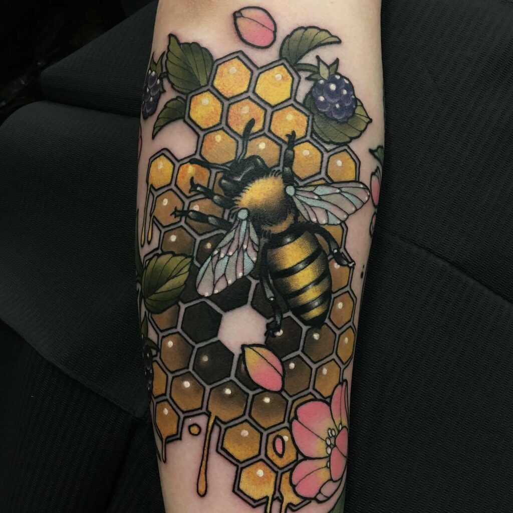 11+ Bee And Honeycomb Tattoo Ideas That Will Blow Your Mind! 10 Bee And Honeycomb Tattoo