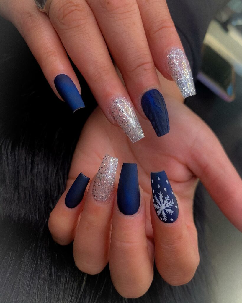 Feel Festive with 30 Blue Christmas Nail Ideas in 2024 34 Christmas Matte Blue Nails