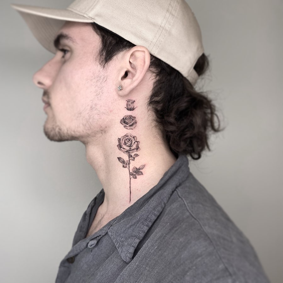 90 Latest Neck Tattoo Ideas To Inspire You In 2024! 17 Rose Neck Tattoo
