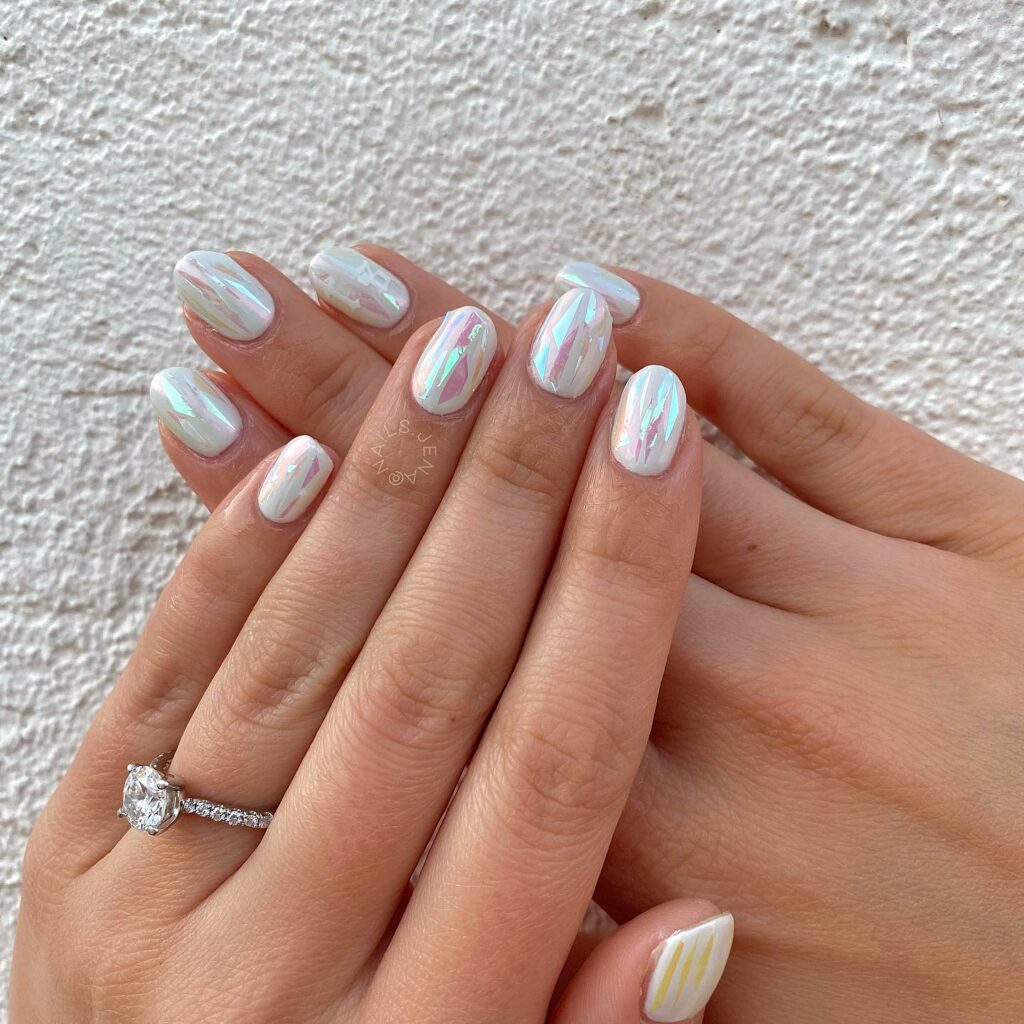 33 Latest Party Nail Ideas To Try In 2024! 38 White Chrome Short Party Nails