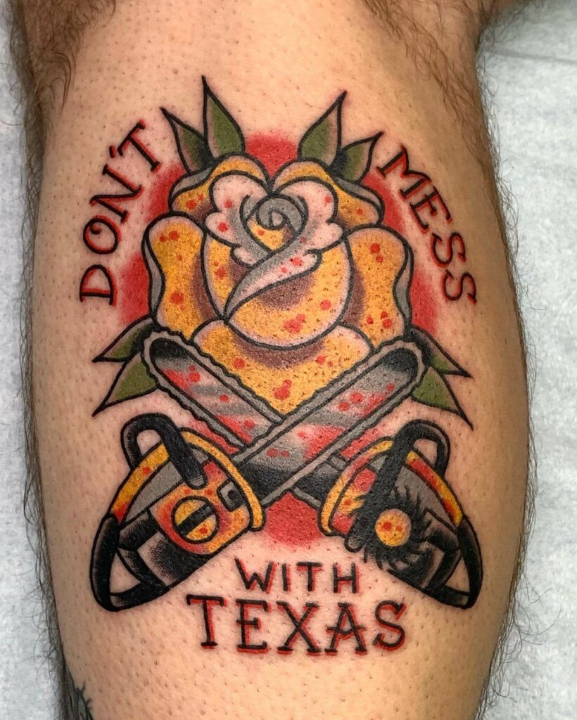 11+ Texas Chainsaw Massacre Tattoo Ideas That Will Blow Your Mind! 11 Texas Chainsaw Massacre Flower Logo Traditional Tattoo