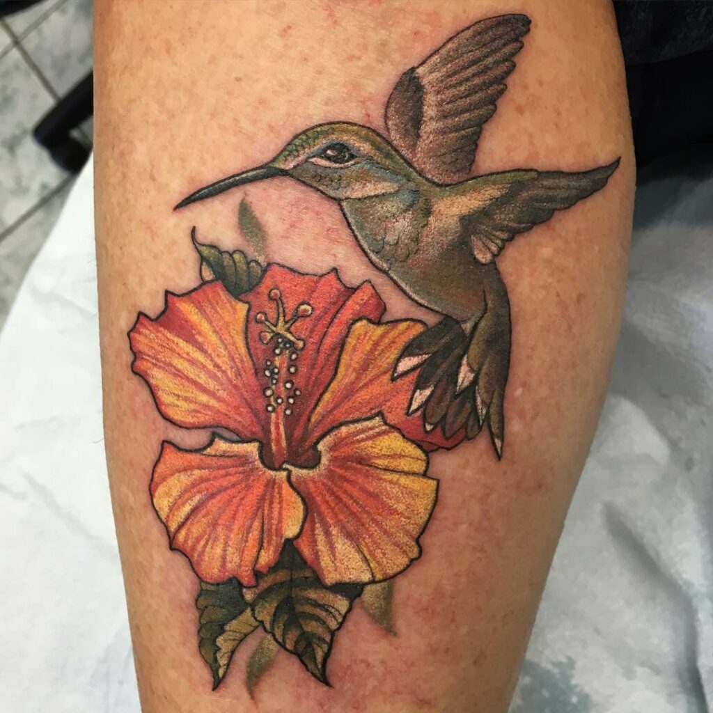 AMAZING HIBISCUS TATTOOS IDEAS ALONG WITH THEIR MEANINGS - UPDATED FOR 2024 15 Hummingbird & Hibiscus Tattoos