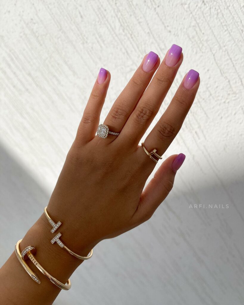 30 Latest Pink And Purple Nail Designs To Try In 2024! 34 Simple Pink And Purple Ombre On Small Square Nails