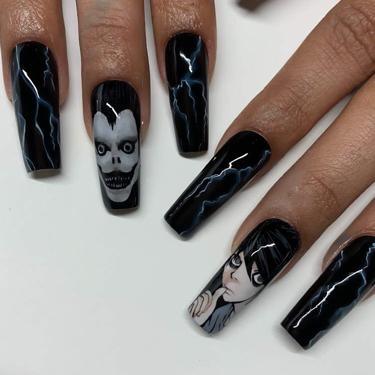 Embrace 40 Anime Nail Designs in 2024 45 Death Note Talons
