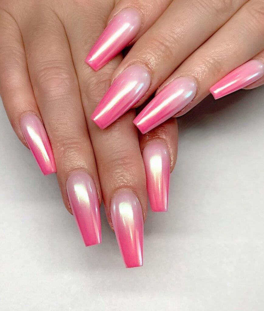 Shine with 30 Light Pink Chrome Nail Designs of 2024 10 Ombre Pink Chrome