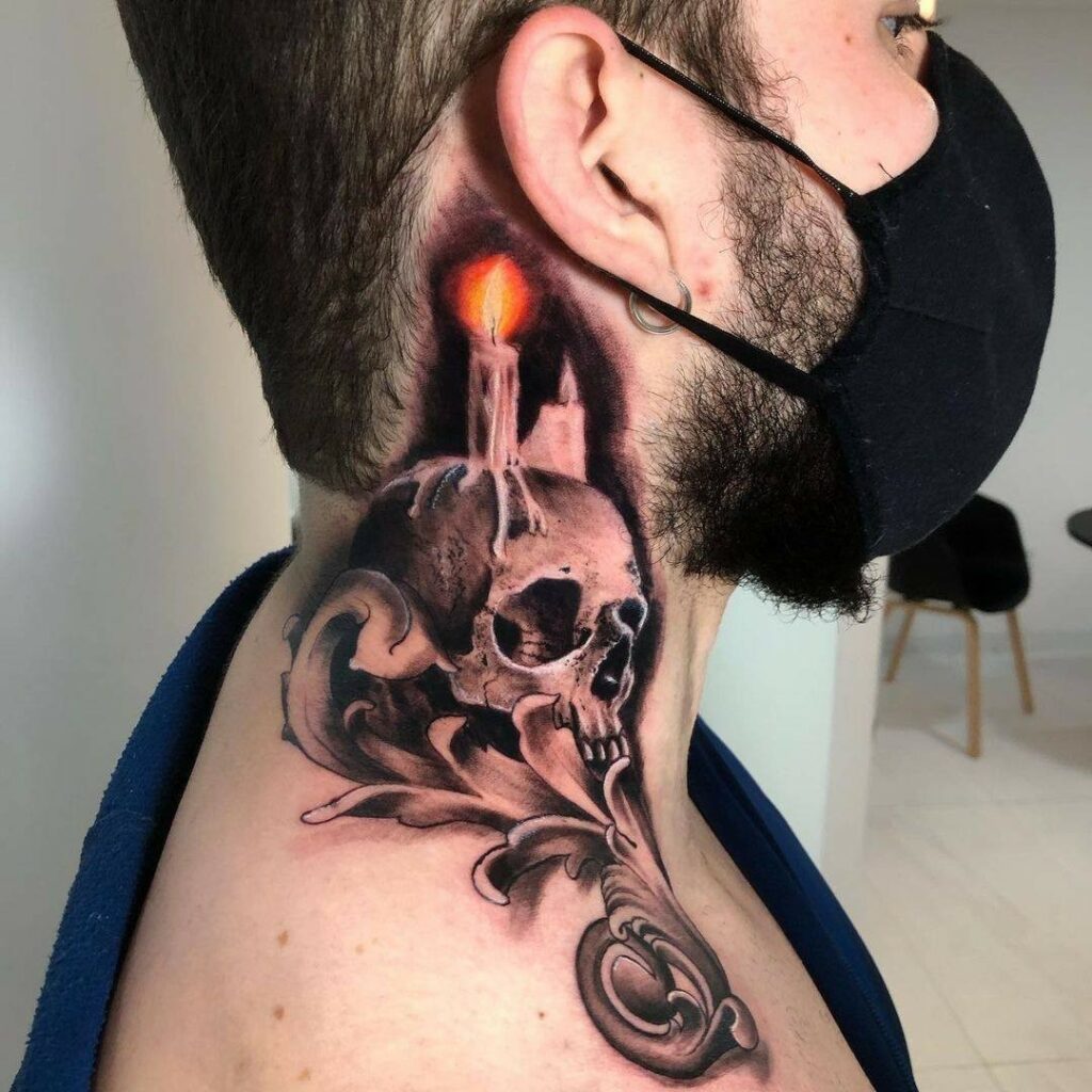 90 Latest Neck Tattoo Ideas To Inspire You In 2024! 35 Skull Neck Tattoo
