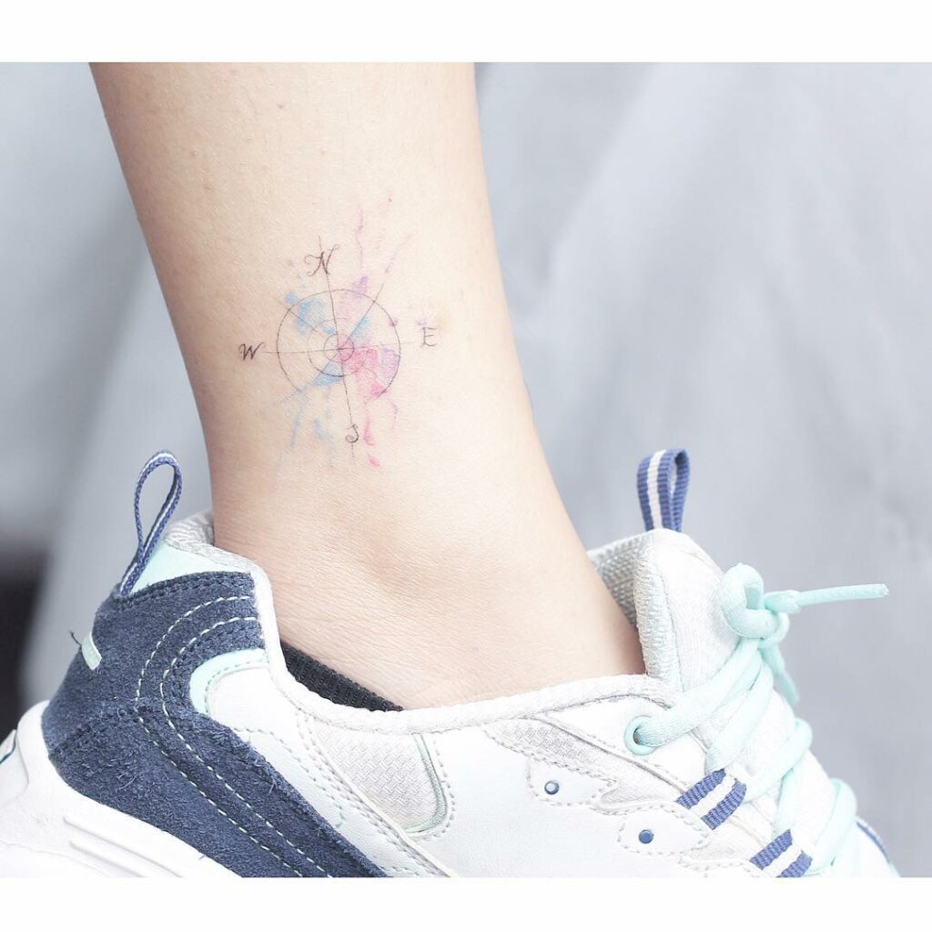 AMAZING COMPASS TATTOOS + THEIR MEANINGS - UPDATED FOR 2024 23 Stick Poke Compass Tattoo
