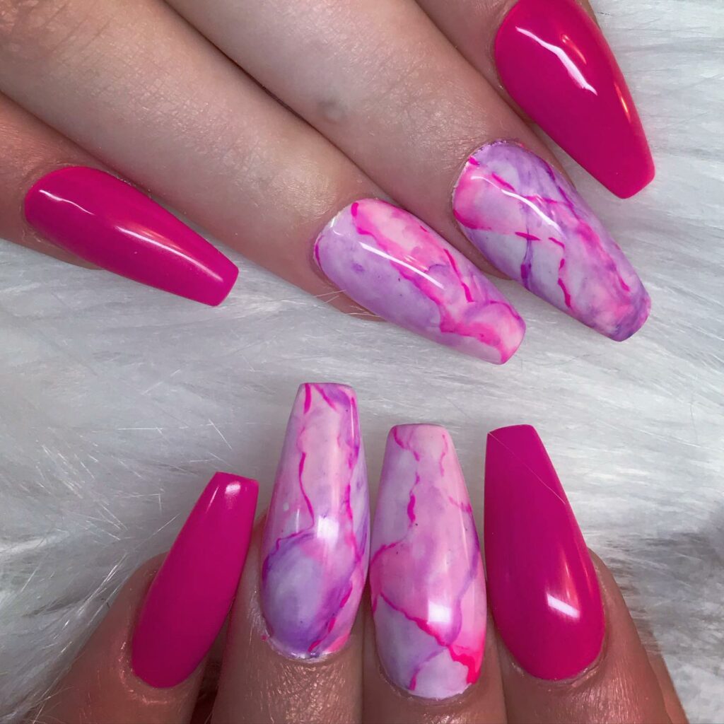 Discover 35 Pink Marble Nail Designs of 2024 37 Neon Pink