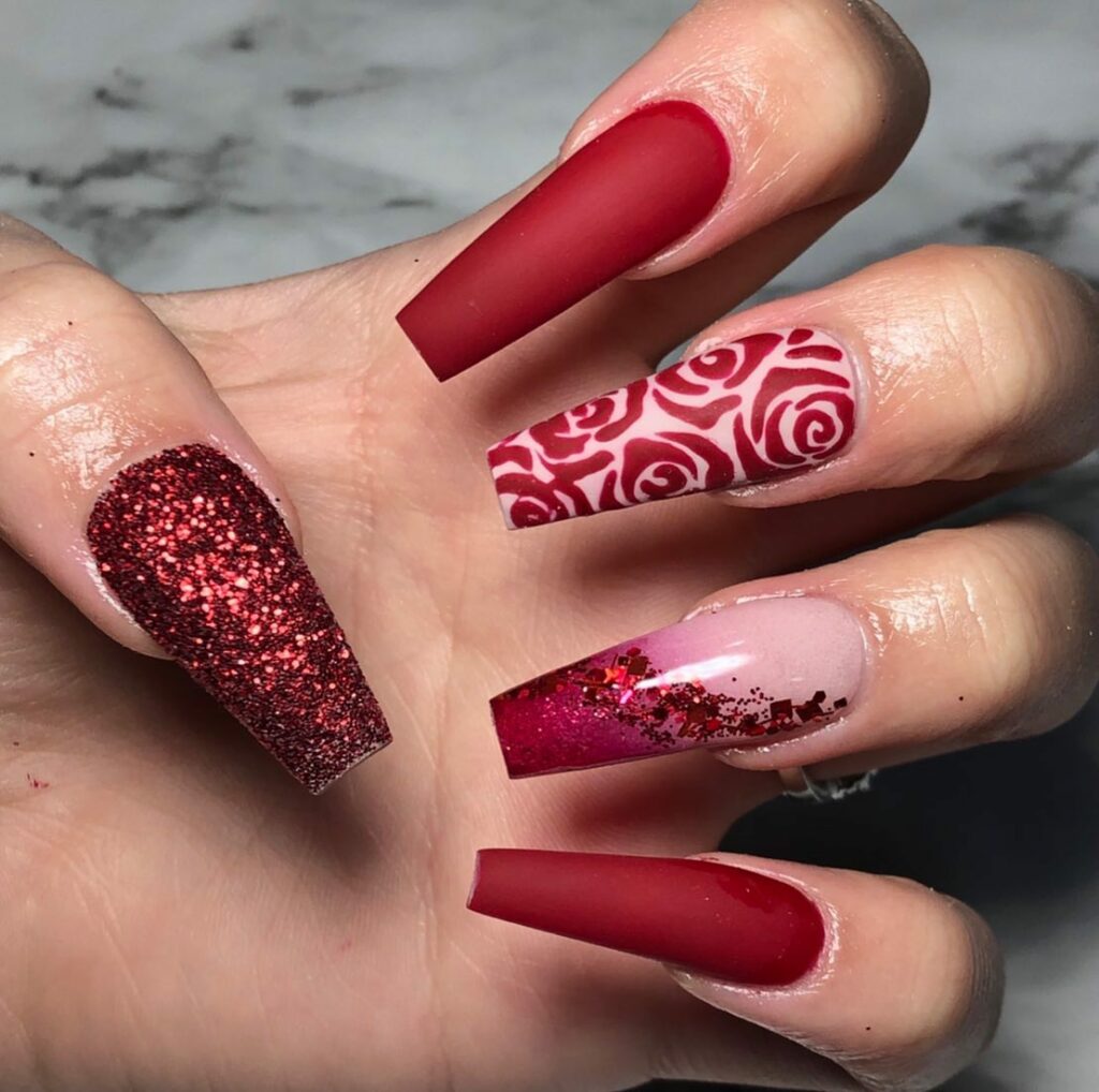 Go Bold with 40 Red Coffin Nail Designs in 2024 18 Valentine Inspired Red Coffin Nail