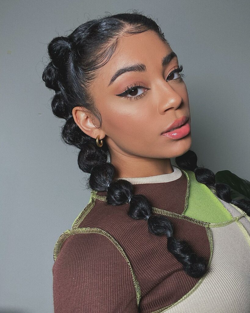 25 Bubble Braids Ideas to Try in 2024 14 Small Bubbles on Curly Hair