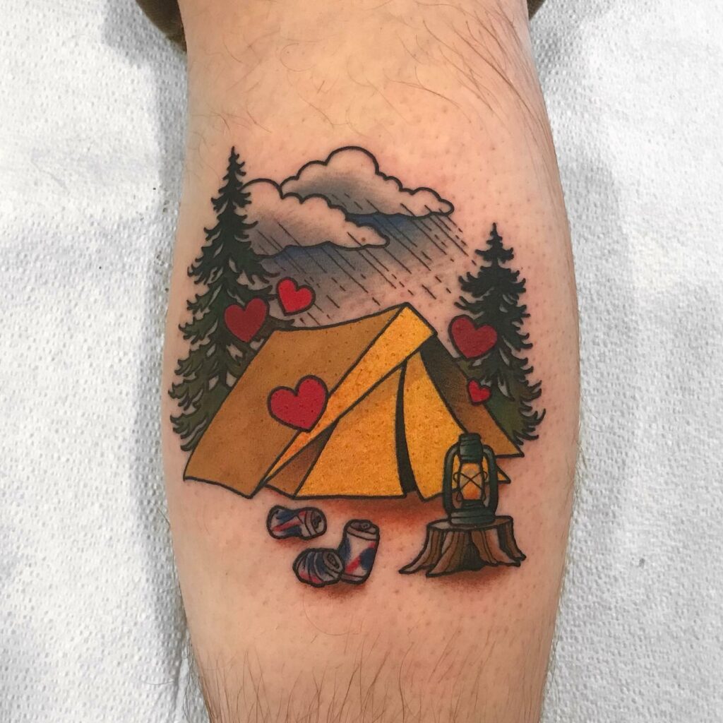 12+ Nature Tattoo Ideas - That Will Grow On You 21 Nature Tattoos Featuring Cabins & Tents