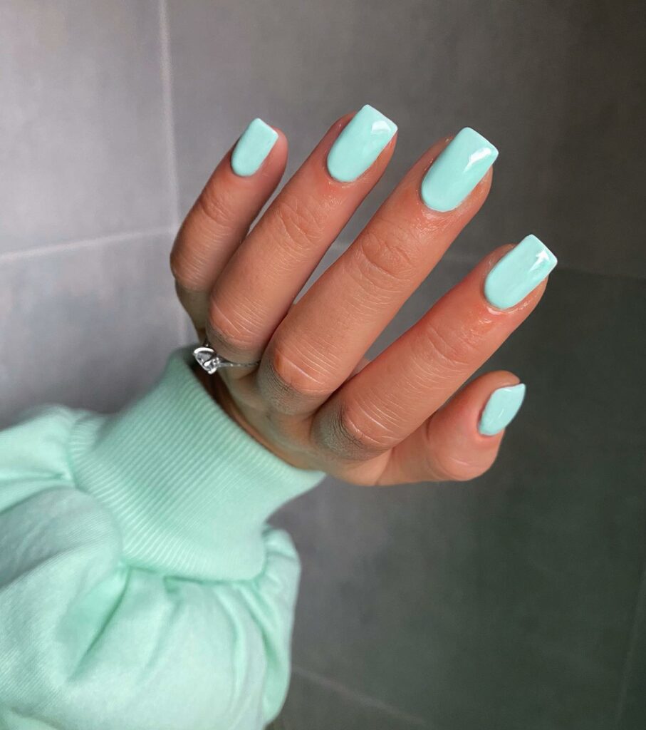 20 Latest Tiffany Blue Nail Ideas To Try In 2024! 23 Classic Tiffany Blue Square Nails