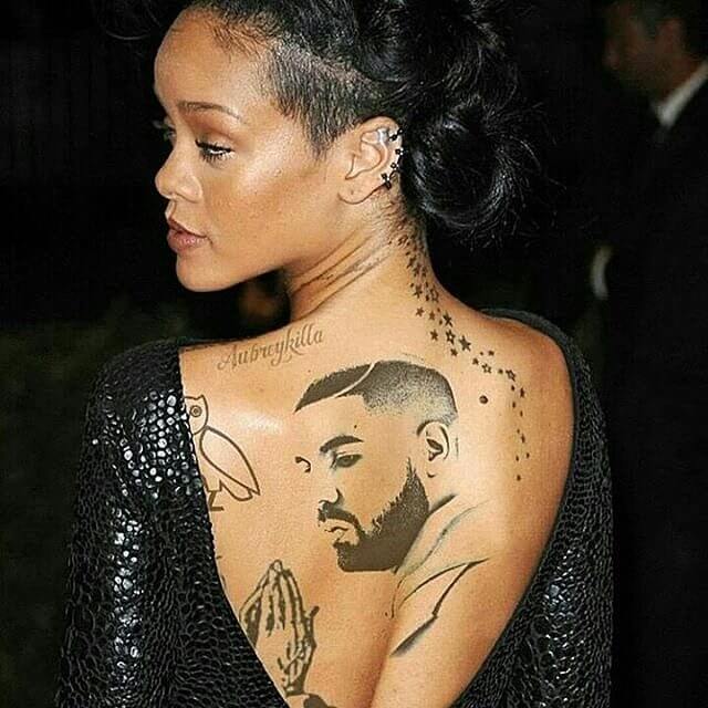 11+ Rihanna Drake Tattoo Ideas That Will Blow Your Mind! 12 Aesthetic Portrait Tattoo On Black