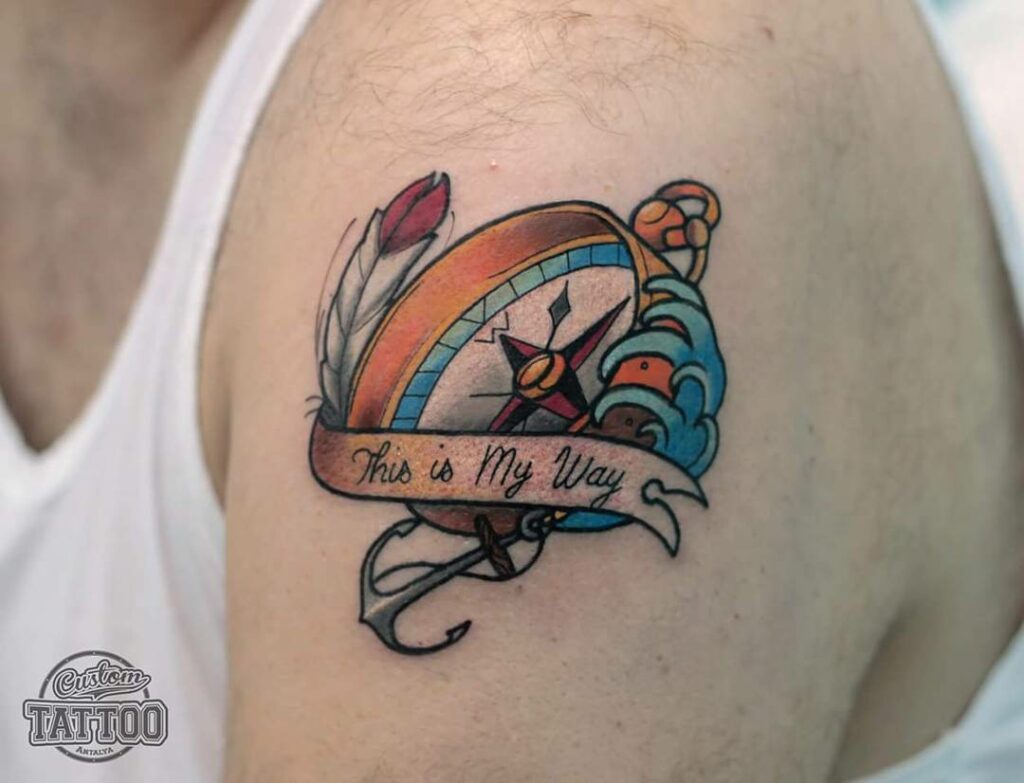 AMAZING COMPASS TATTOOS + THEIR MEANINGS - UPDATED FOR 2024 22 Neo-traditional Compass Tattoos