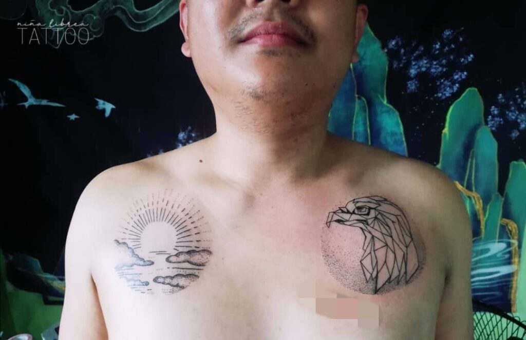 11+ Cloud Chest Tattoo That Will Blow Your Mind! 13 Sun And Cloud Chest Tattoos