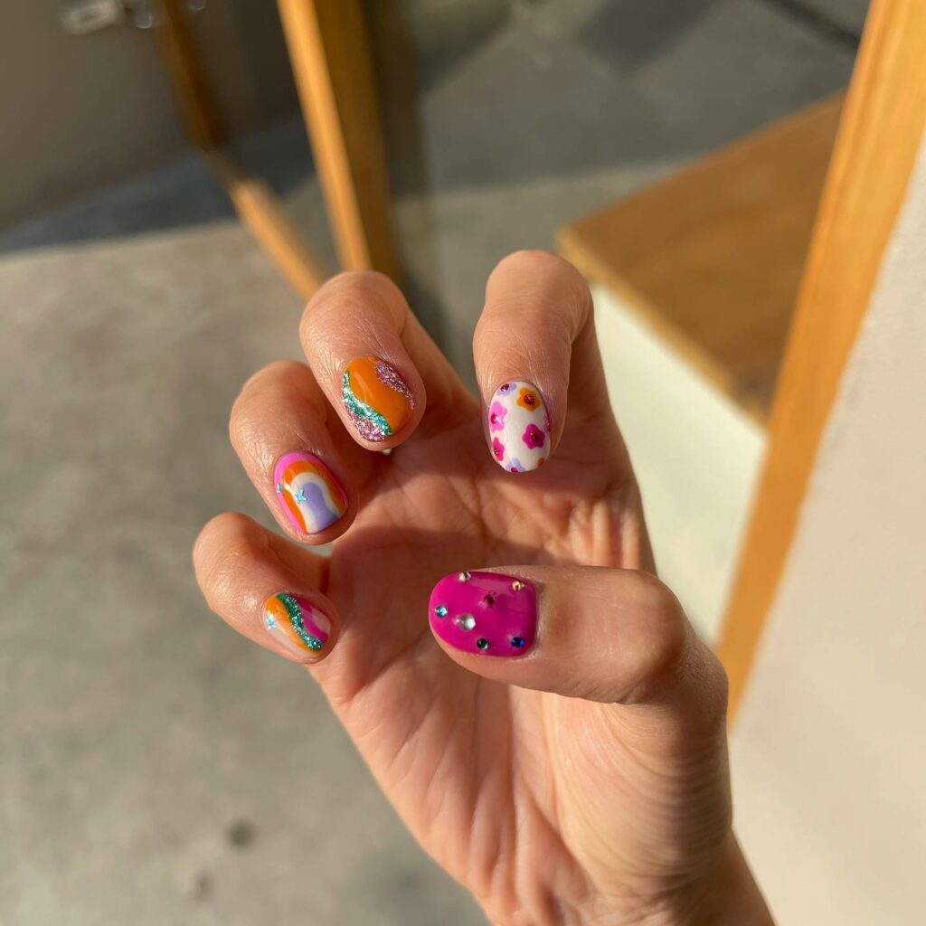 20 Latest February Nail Designs To Try In 2024! 13 Colorful February Nails With Glitter, Swirl And Flowers