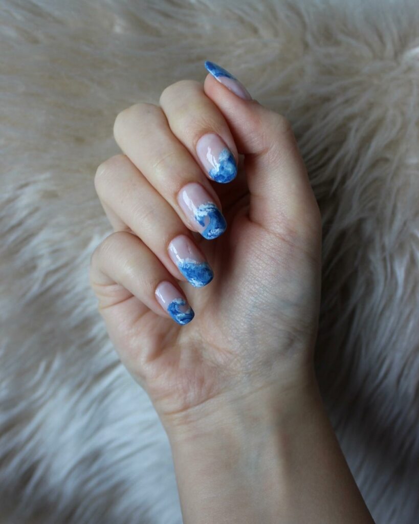 30 Latest Blue And White Nail Ideas To Try In 2024! 35 Blue And White Wave Nails Design