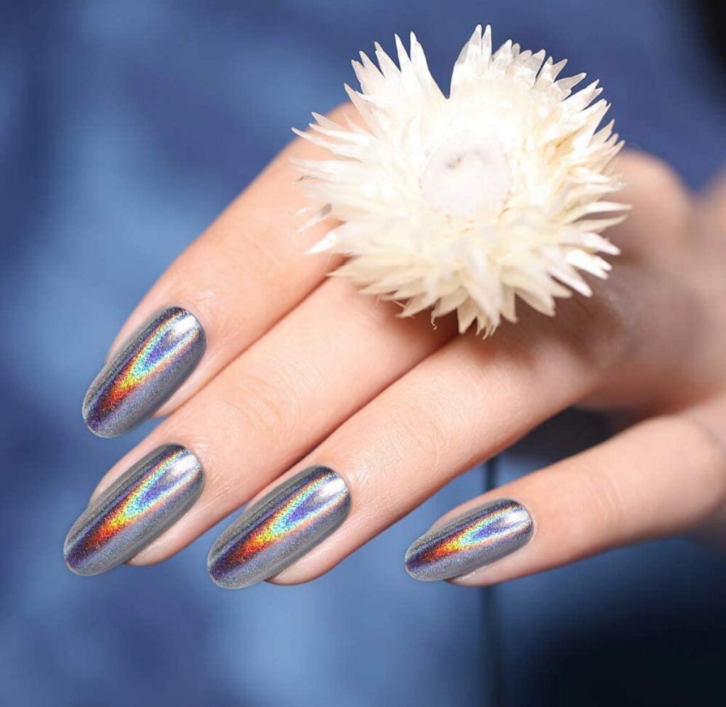 Shimmer with 30 Holographic Nail Designs in 2024 27 Rainbow On Holographic Nail