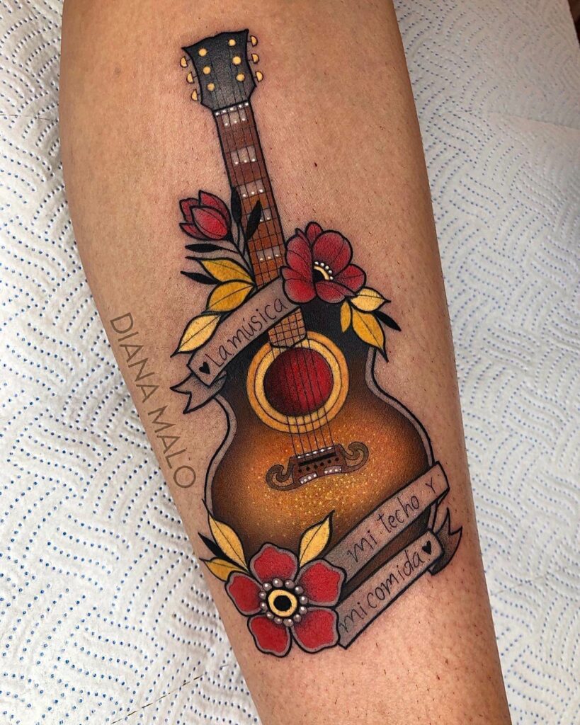 11+ Simple Guitar Tattoo Designs That Will Blow Your Mind! 11 Simple Guitar Tattoo Design