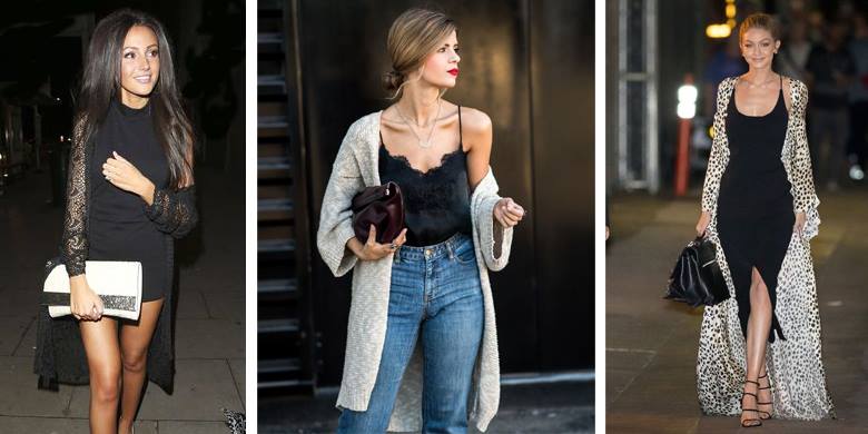 10 Style Tips on How to Wear a Long Cardigan 23 Michelle Keegan dresses up a long cardigan for the evening