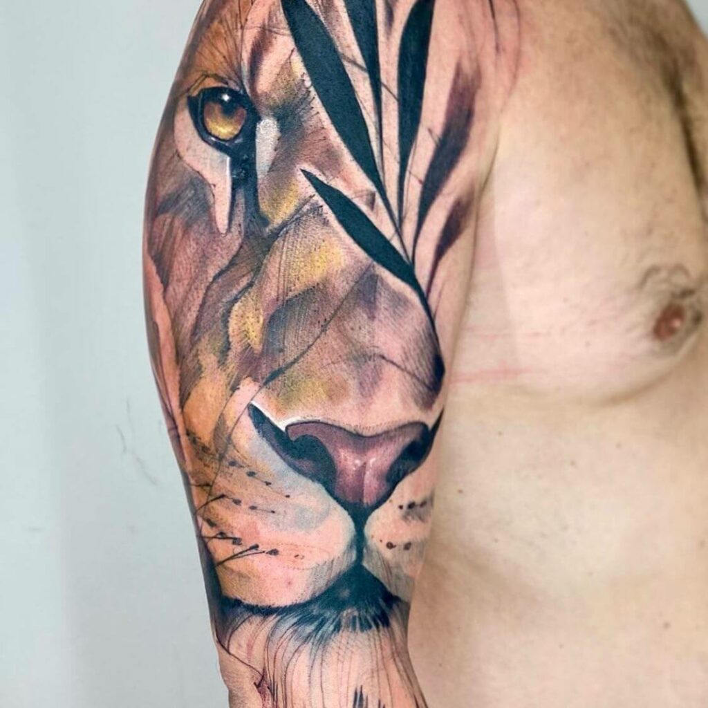 11+ Lion Sleeve Tattoo Ideas That Will blow Your Mind! 10 Lion Sleeve Tattoo